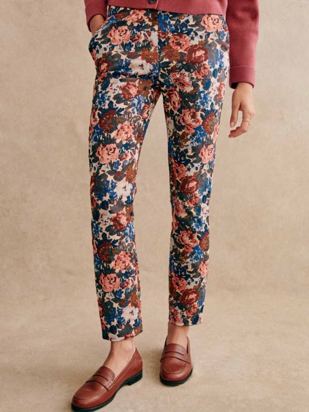 Sezane Clara Trousers Jacquard October Roses - Size 6